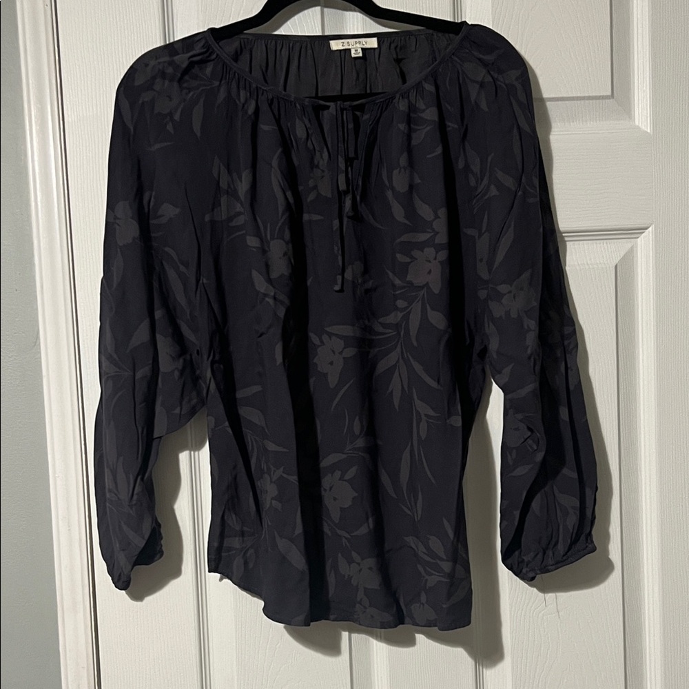 Z Supply Black Floral Blouse
